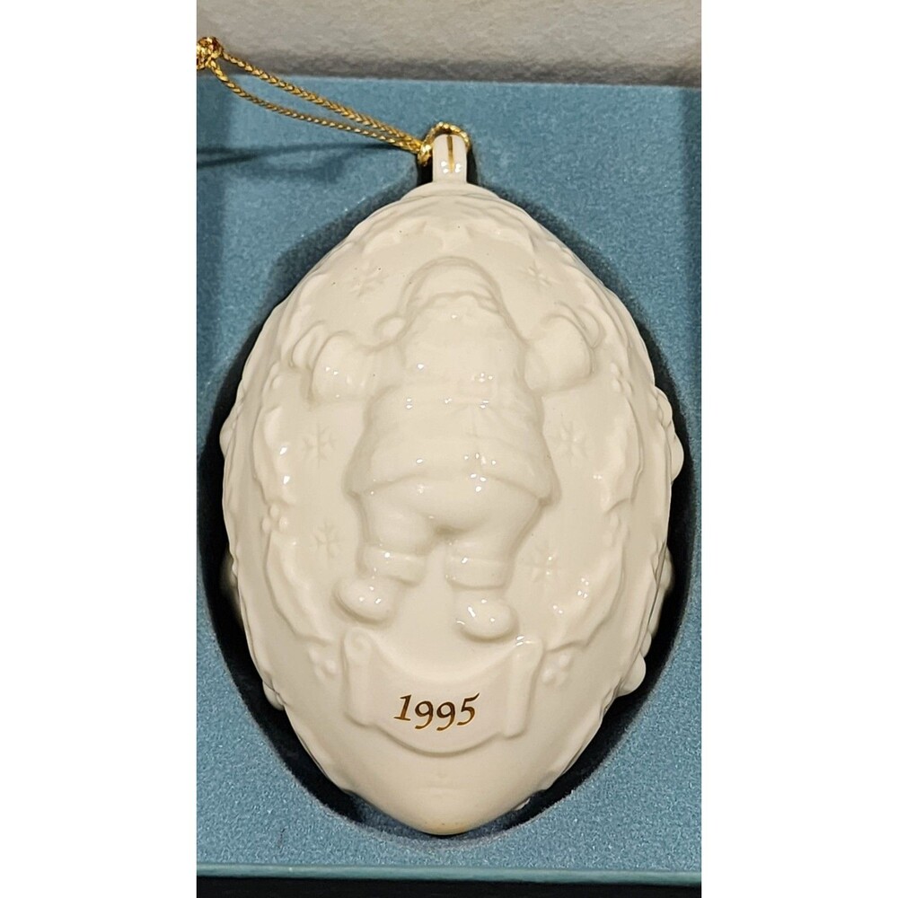 Vtg Lenox 1995 Christmas Ornament Santa Claus Porcelain Gold Trim